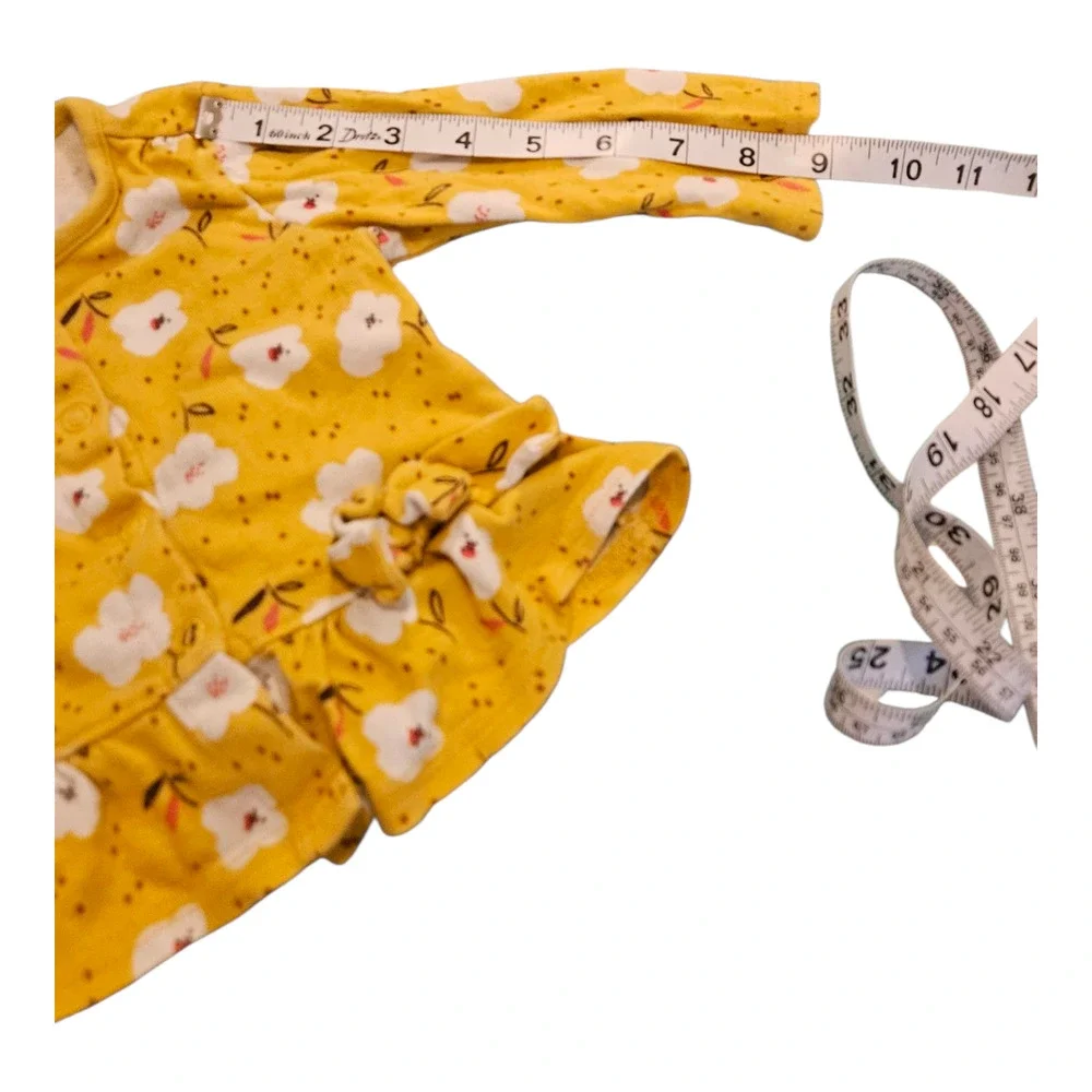 Carter's Child Size 9M Yellow Floral Long Sleeve Snap Up Shirt